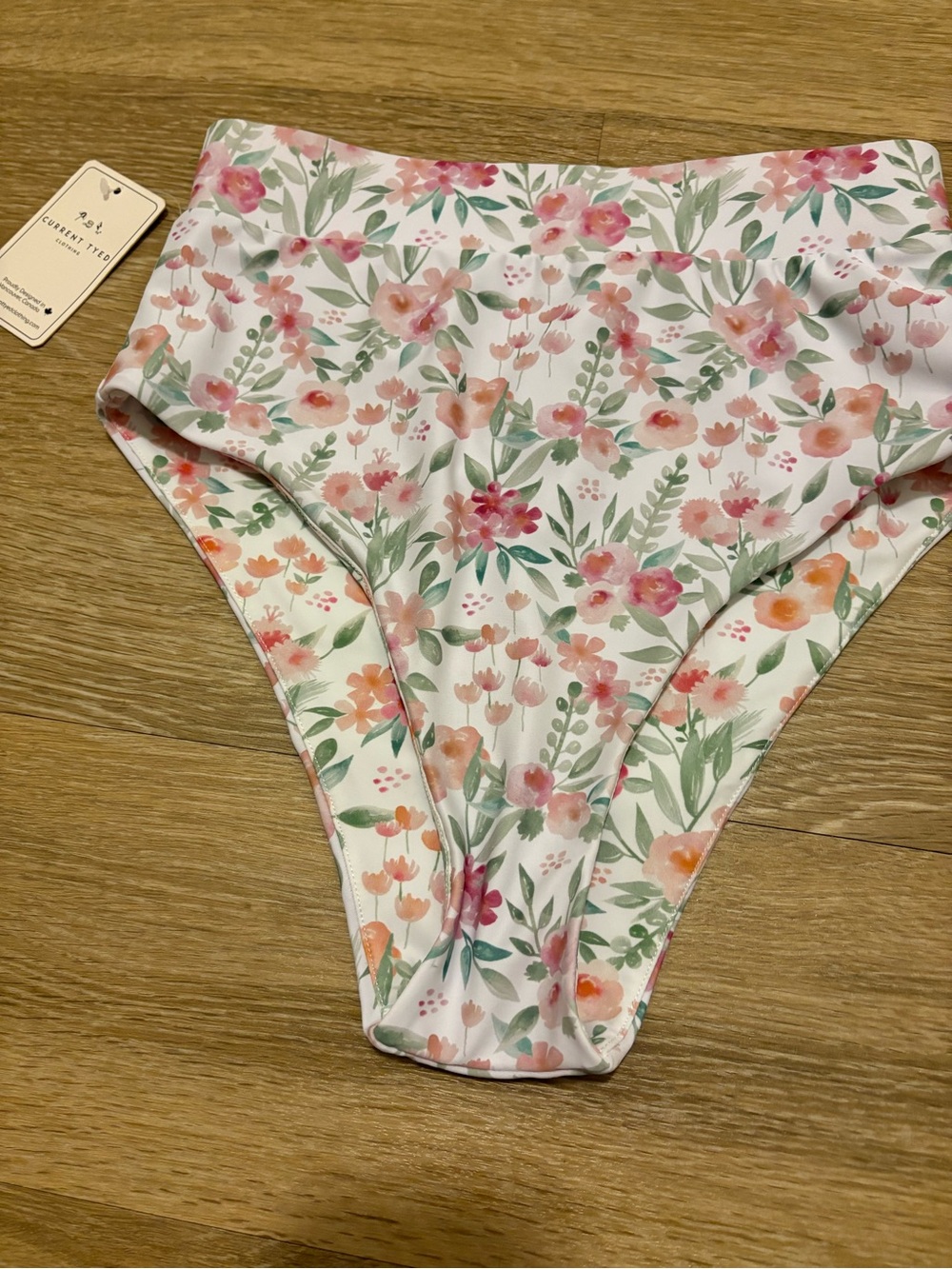 NWT Current Tyed High-Waist Floral Bikini Bottom - Pink & Green - Picture 2 of 9